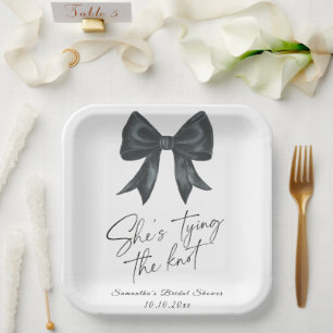 Assiettes En Carton Black Bow Elle attache la Fête des mariées de noeu