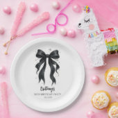 Assiettes En Carton Black Bow Modern 30th Birthday (Fête)