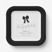 Assiettes En Carton Black Bow Tying The Knot Bridal Shower (Recto)