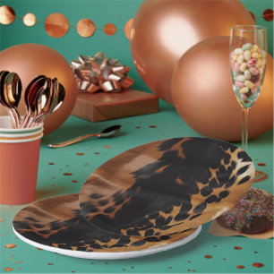 Assiettes En Carton Black Brown Gold