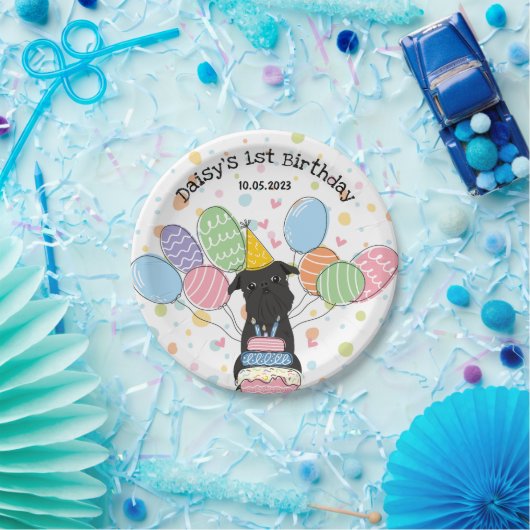 Assiettes En Carton Black Brussels Griffon Chien fête d'anniversaire (Fête)