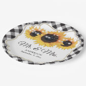 Assiettes En Carton Black Buffalo Plaid Sunflower M. et Mme Mariage (Angle)