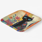 Assiettes En Carton Black Cat Folk Art (Angulaire)