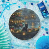 Assiettes En Carton Black Cat Noël Festive Voyage (Fête)