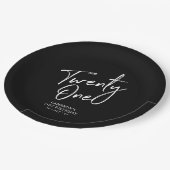 Assiettes En Carton Black Chic Modern Lettering 21e anniversaire (Angle)