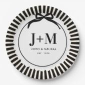 Assiettes En Carton Black Coquette Bow Anniversary Initials (Devant)