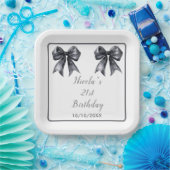 Assiettes En Carton Black Coquette Bow fête d'anniversaire (Fête)