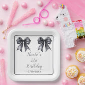 Assiettes En Carton Black Coquette Bow fête d'anniversaire (Fête)