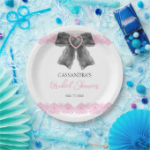 Assiettes En Carton Black Coquette Bow Pink Lace Fête des mariées (Fête)