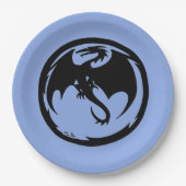 Assiettes En Carton Black Dragon bleu grandes plaques de papier (Devant)