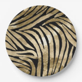 Assiettes En Carton Black et Gold Glam Zebra (Devant)