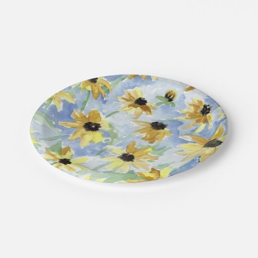 Assiettes En Carton Black Eyed Susan Floral (Angle)