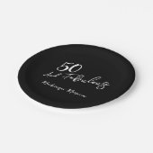 Assiettes En Carton Black Fifty and Fabulous Script Birthday Party (Angle)