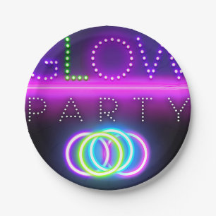 Assiettes En Carton Black Glow Party Neon Lumières Anniversaire
