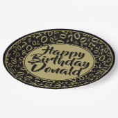 Assiettes En Carton Black/Gold 70th Random Number Pattern (Angle)