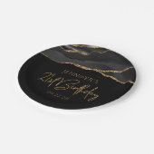 Assiettes En Carton Black Gold Agate Geode 21e fête d'anniversaire (Angle)