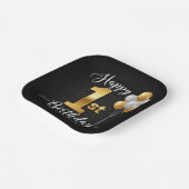 Assiettes En Carton Black Gold Balloons 1st Birthday Paper Plate (Angulaire)