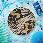 Assiettes En Carton Black Gold Brown Zoo Animaux Safari Print Party (Fête)