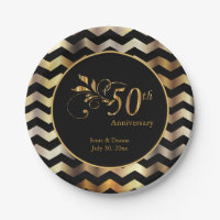 Black & Gold Chevron 50e anniversaire de Mariage