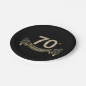 Assiettes En Carton Black Gold Diamond 70e anniversaire fête (Angle)