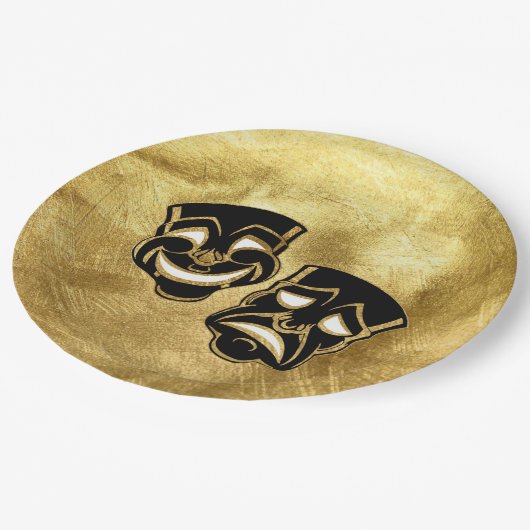 Assiettes En Carton Black Gold Foil Comédie et Mariage de la tragédie (Angle)