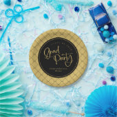 Assiettes En Carton Black Gold Geometry Bows Motif Grad Party (Fête)