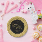 Assiettes En Carton Black Gold Geometry Bows Motif Grad Party (Fête)