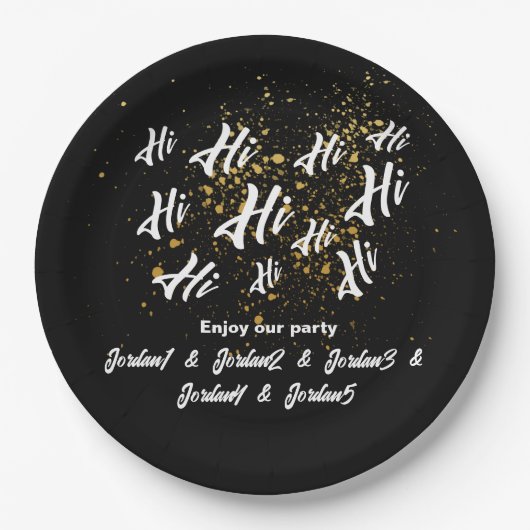 Assiettes En Carton Black Gold Group Friends Joint Anniversaire (Devant)