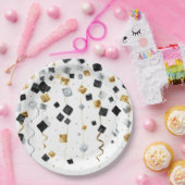 Assiettes En Carton Black Gold Happy New Year Confetti (Fête)