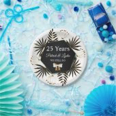 Assiettes En Carton Black & Gold Leafy 25e anniversaire - JE LE FAIS T (Fête)