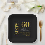 Assiettes En Carton Black Gold moderne 60th Birthday Cocktail Party<br><div class="desc">Plaques en papier Black Gold 60e Anniversaire de Cocktail</div>