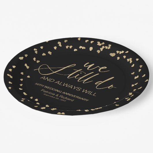 Assiettes En Carton Black Gold Nous Faisons Toujours Mariage Vow Renou (Angle)
