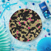 Assiettes En Carton Black Gold Parties scintillant Hot rose Abstrait P (Fête)