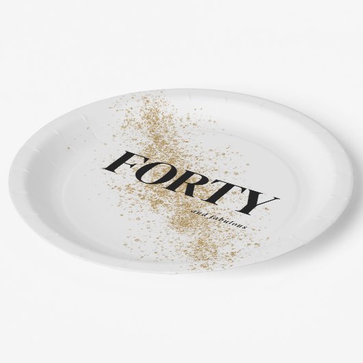 Assiettes En Carton Black & Gold Quarty 40e anniversaire (Angle)