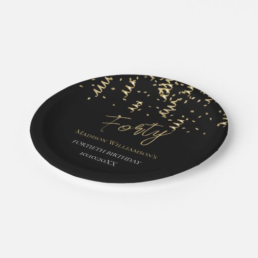Assiettes En Carton Black & Gold Quarty Minimal 40e fête d'anniversair (Angle)