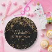 Assiettes En Carton Black Gold String Lumières Parties scintillant Adu (Fête)