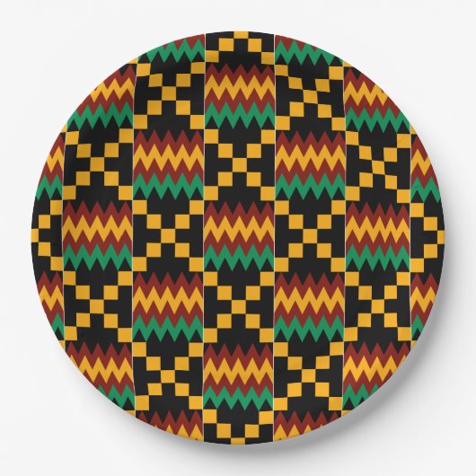 Assiettes En Carton Black, Green, Red, et Yellow Kente Cloth (Devant)