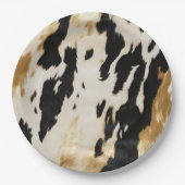 Assiettes En Carton Black Ivory Gold Western Cowhide (Devant)