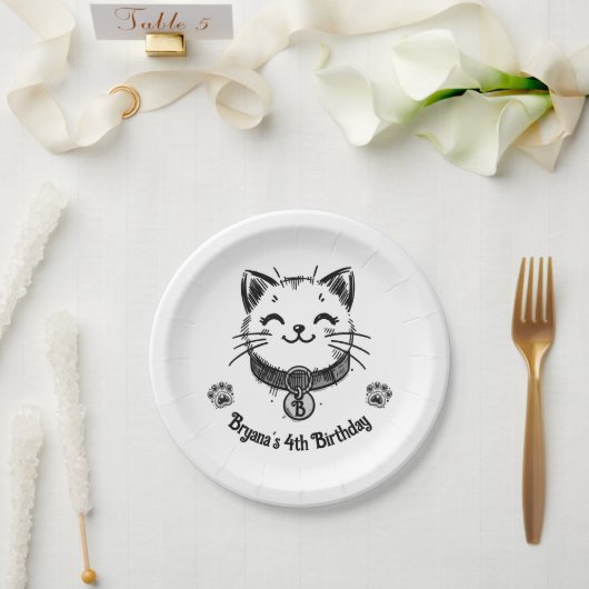 Assiettes En Carton Black Kitty Chat Kitten fête d'anniversaire (Mariage)