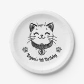 Assiettes En Carton Black Kitty Chat Kitten fête d'anniversaire (Devant)