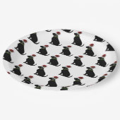 Assiettes En Carton Black Lab Chien Noël Santa Hat Holly Moderne (Angle)