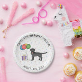 Assiettes En Carton Black Labrador Retriever Dessin Chien - Anniversai (Fête)