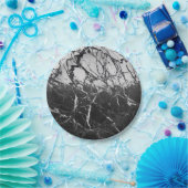 Assiettes En Carton Black & Marbre blanc Modern Glam Soirée tendance (Fête)