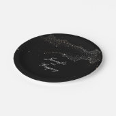 Assiettes En Carton Black Night Gold Stars Élégant Mariage romantique (Angle)