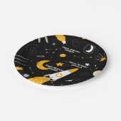 Assiettes En Carton Black Night Sky Externe Rocket Anniversaire (Angle)