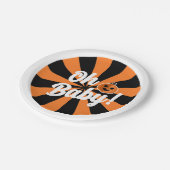 Assiettes En Carton Black Orange Citrouille Oh Baby Baby shower d'Hall (Angle)