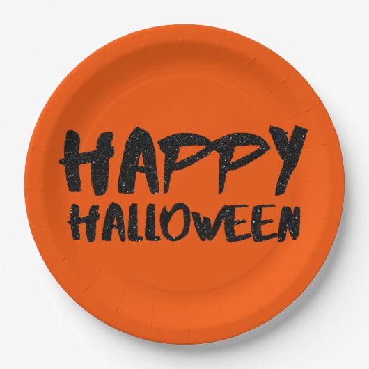 Assiettes En Carton Black Parties scintillant Marker Halloween heureux (Devant)