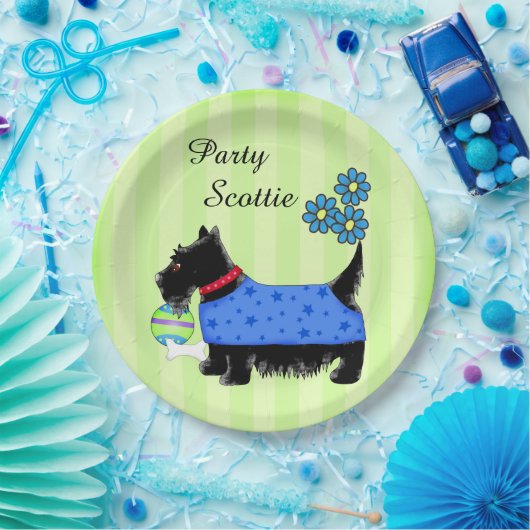 Assiettes En Carton Black Party Scottie Chien Bleu Vêtements Green Cus (Fête)