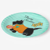 Assiettes En Carton Black Party Scottie Terrier Nom du chien Personnal (Angle)