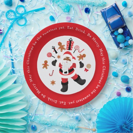 Assiettes En Carton Black Père Noël Mange. Bois ! Sois Joyeux ! (Fête)